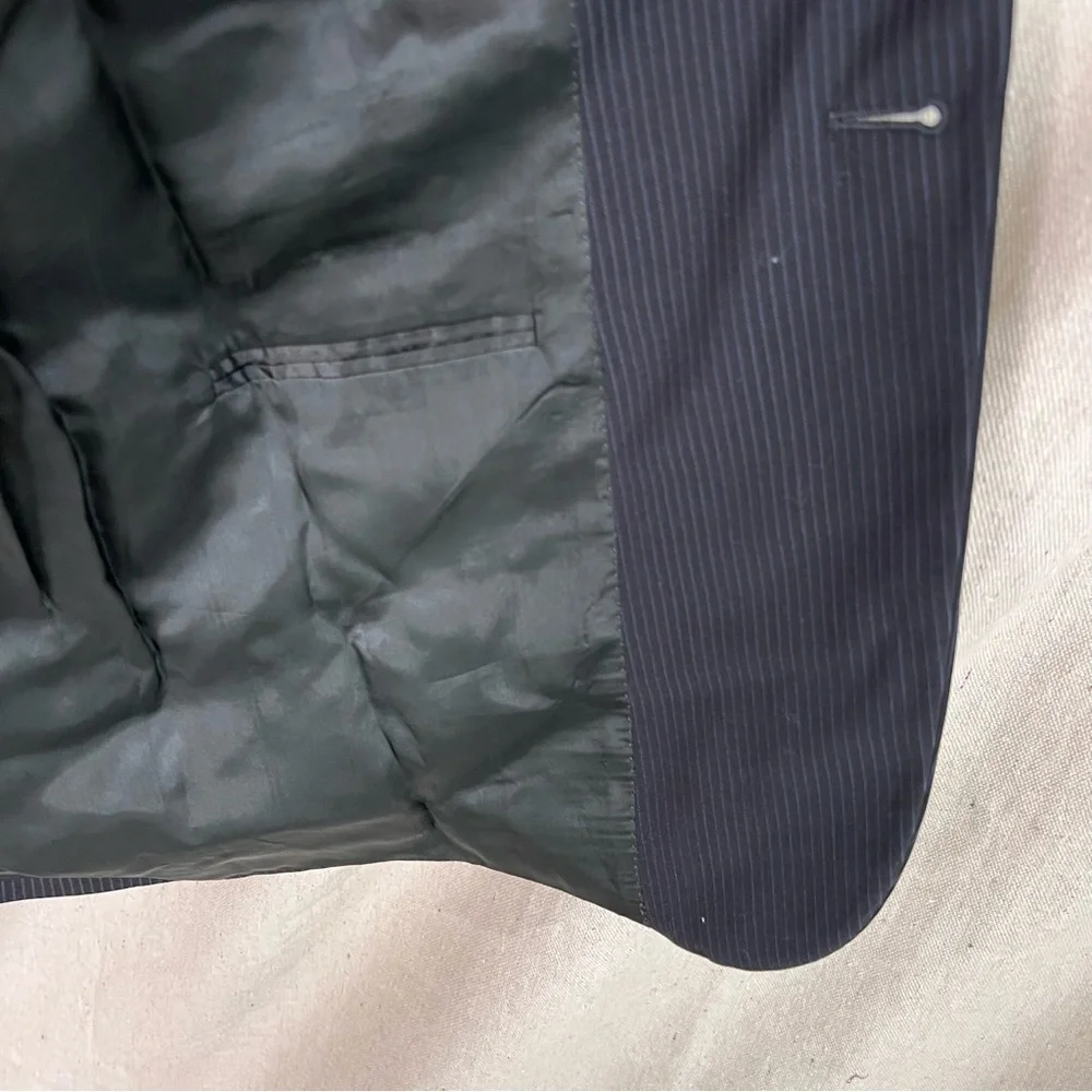 Sartoria Bellini Size 50R Super 100's Wool Black Pinstripe Sport Coat